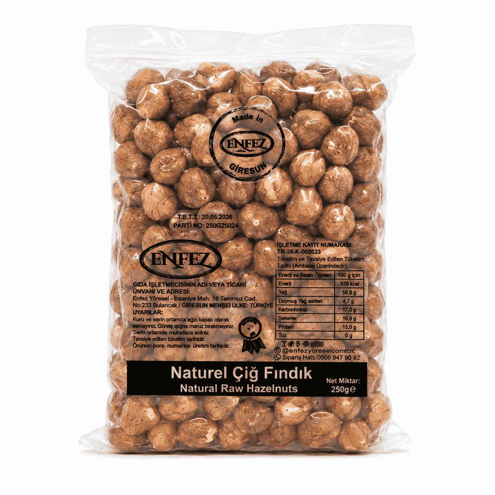 Çiğ Fındık Natürel 250 gr