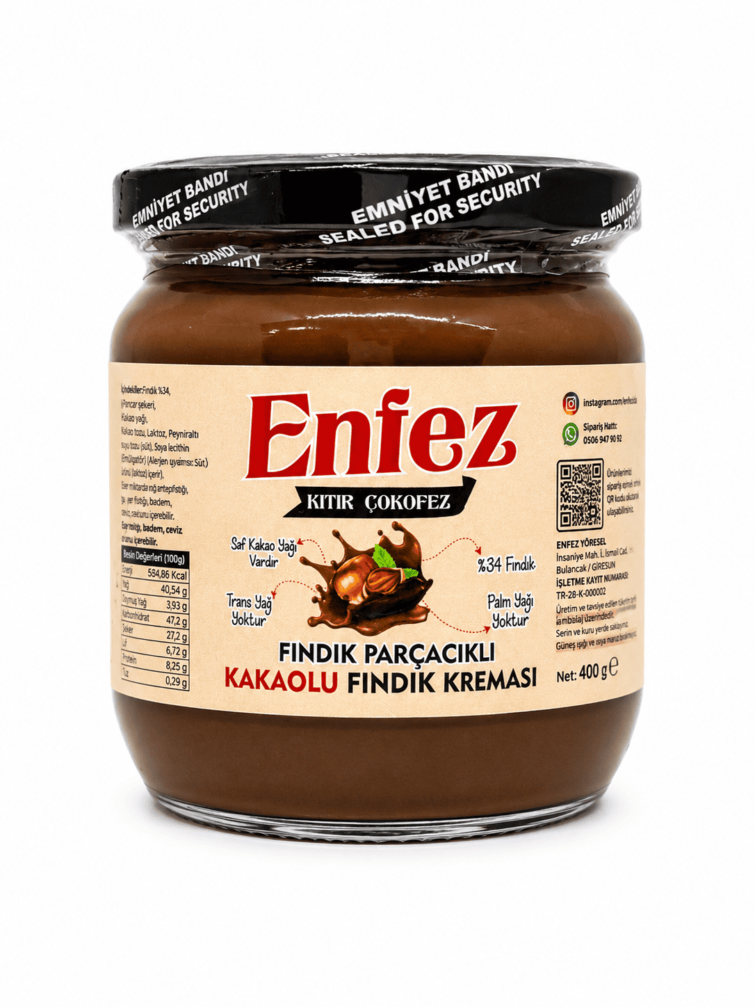 Fındık Parçacıklı Kıtır Çokofez Kakaolu Fındık Kreması 400gr